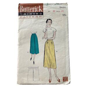 1950s Butterick 5450 Vintage Sewing Pattern Size 12 One Piece Slim Skirt CUT